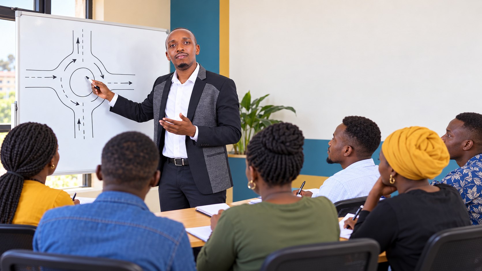 VSMART director speaking with adult learners in a classroom