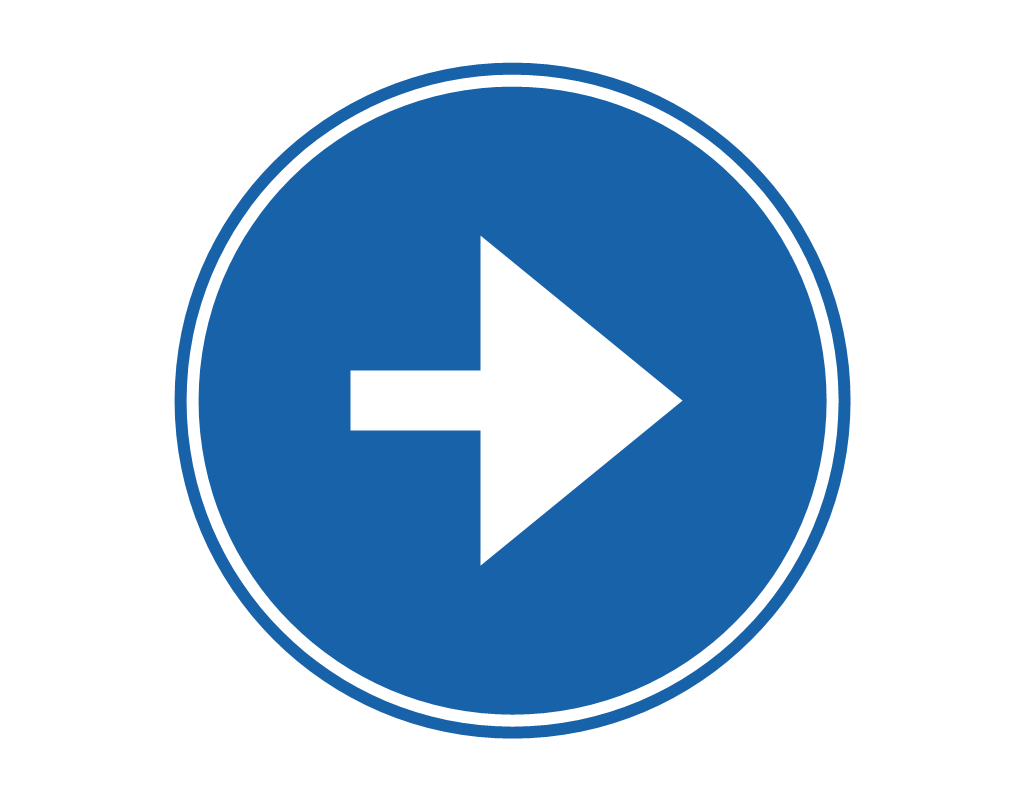 Blue mandatory sign with arrow pointing left